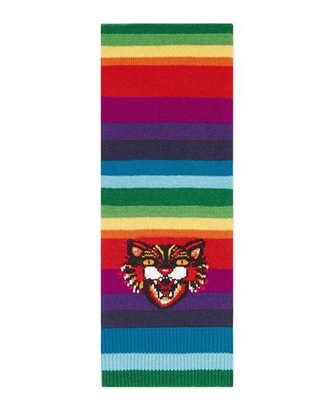 gucci striped wool scarf with angry cat|Gucci Stripe Wool Scarf on SALE .